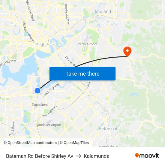 Bateman Rd Before Shirley Av to Kalamunda map
