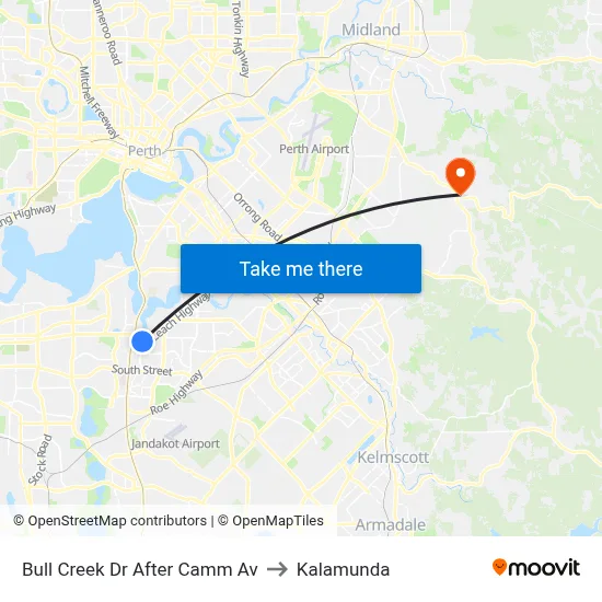 Bull Creek Dr After Camm Av to Kalamunda map