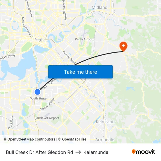 Bull Creek Dr After Gleddon Rd to Kalamunda map