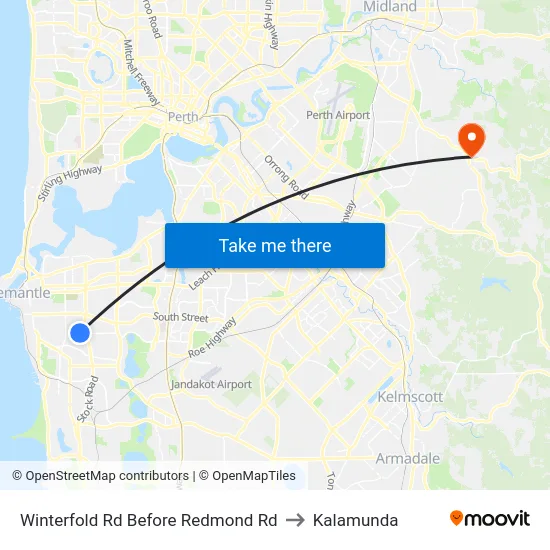 Winterfold Rd Before Redmond Rd to Kalamunda map
