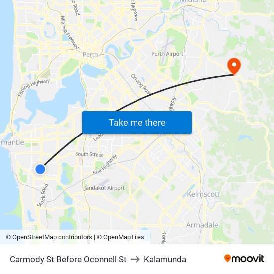 Carmody St Before Oconnell St to Kalamunda map