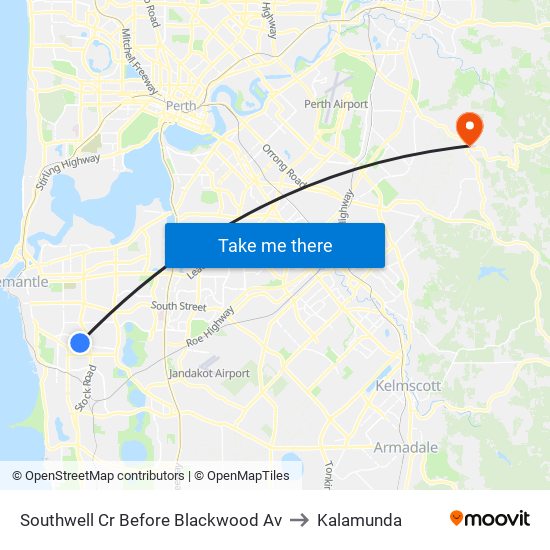 Southwell Cr Before Blackwood Av to Kalamunda map