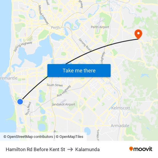 Hamilton Rd Before Kent St to Kalamunda map