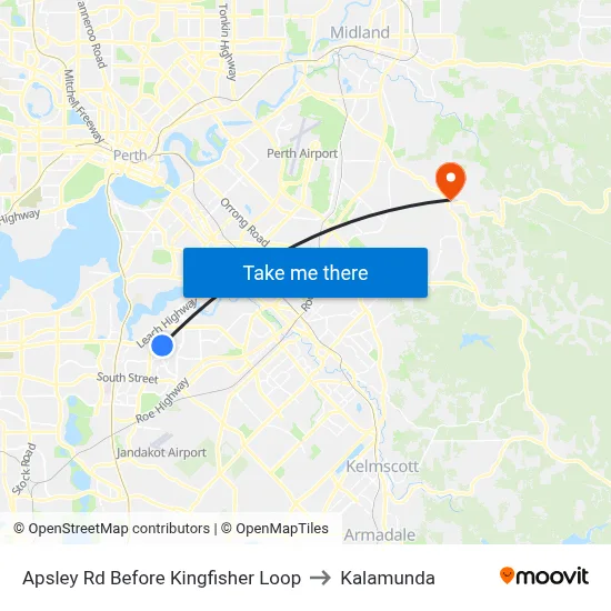 Apsley Rd Before Kingfisher Loop to Kalamunda map