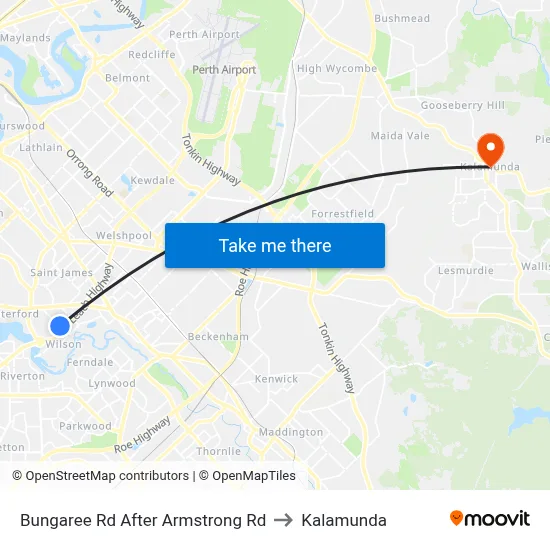 Bungaree Rd After Armstrong Rd to Kalamunda map