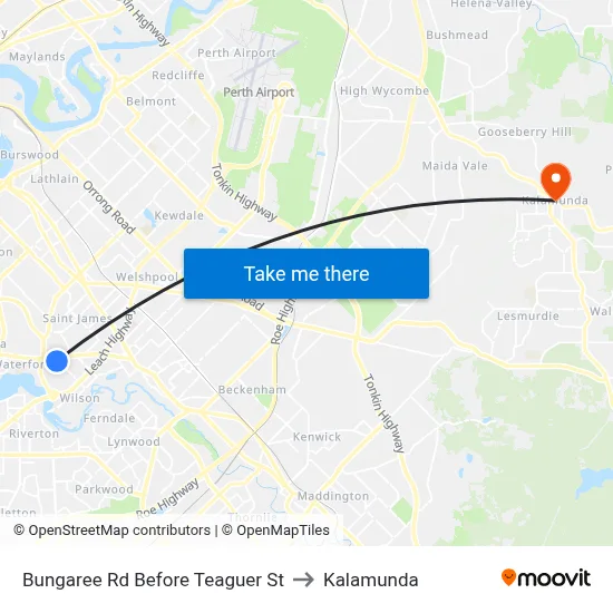 Bungaree Rd Before Teaguer St to Kalamunda map