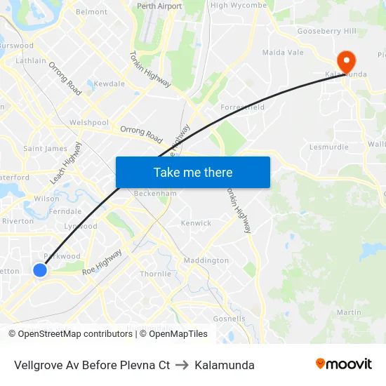 Vellgrove Av Before Plevna Ct to Kalamunda map