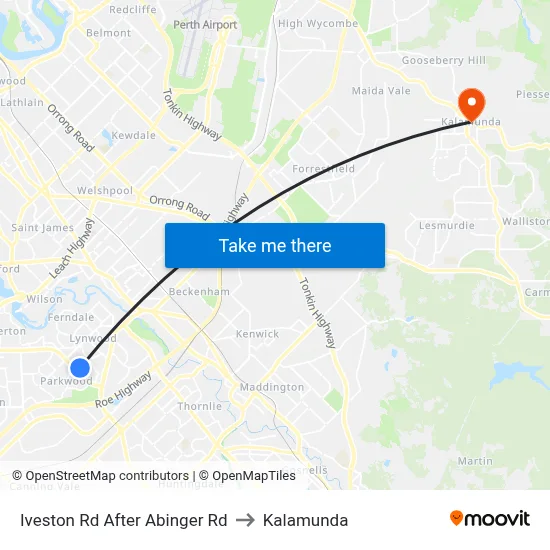 Iveston Rd After Abinger Rd to Kalamunda map