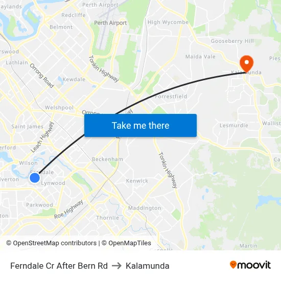 Ferndale Cr After Bern Rd to Kalamunda map