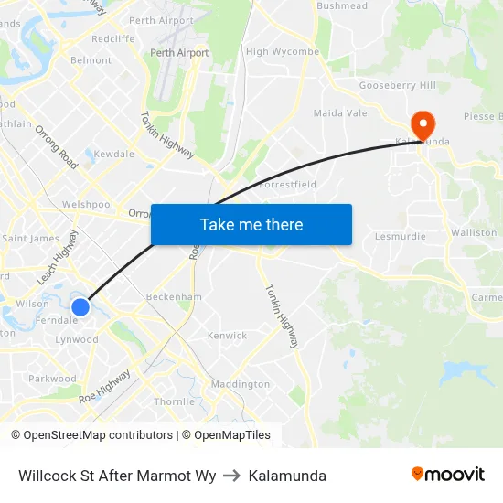 Willcock St After Marmot Wy to Kalamunda map