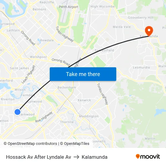 Hossack Av After Lyndale Av to Kalamunda map