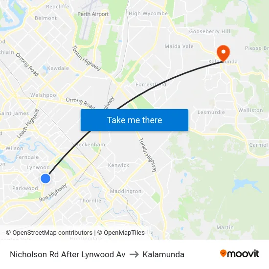 Nicholson Rd After Lynwood Av to Kalamunda map
