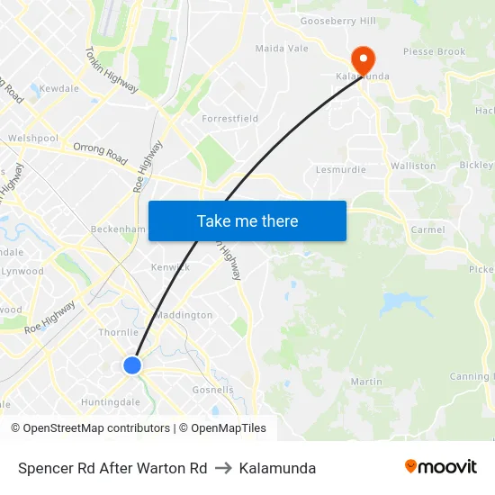 Spencer Rd After Warton Rd to Kalamunda map