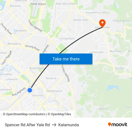 Spencer Rd After Yale Rd to Kalamunda map