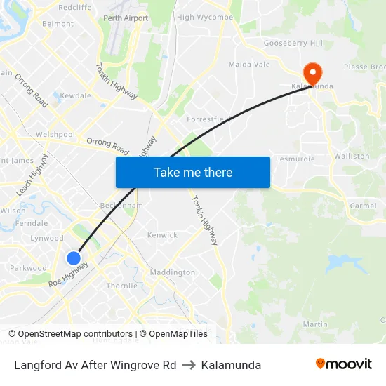 Langford Av After Wingrove Rd to Kalamunda map