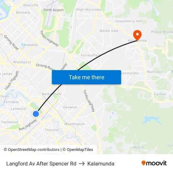 Langford Av After Spencer Rd to Kalamunda map