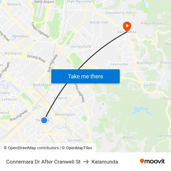 Connemara Dr After Cranwell St to Kalamunda map