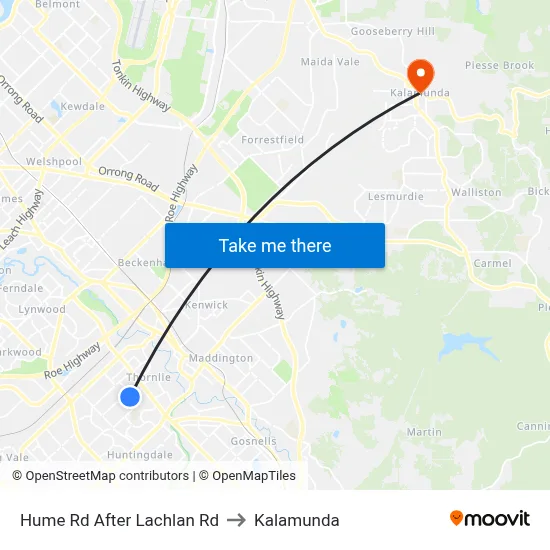 Hume Rd After Lachlan Rd to Kalamunda map