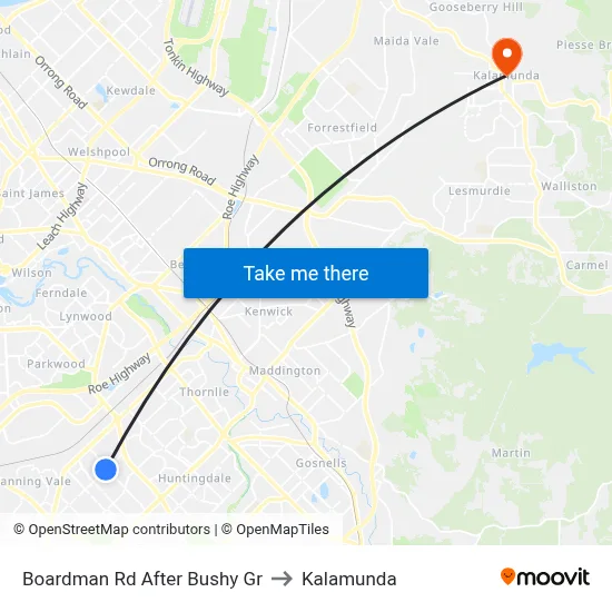 Boardman Rd After Bushy Gr to Kalamunda map