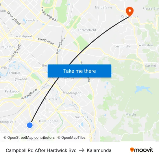 Campbell Rd After Hardwick Bvd to Kalamunda map