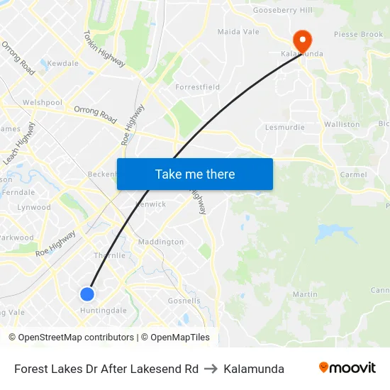 Forest Lakes Dr After Lakesend Rd to Kalamunda map