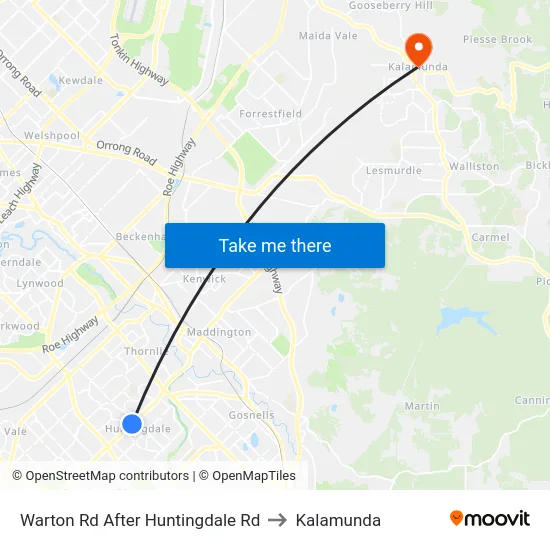 Warton Rd After Huntingdale Rd to Kalamunda map
