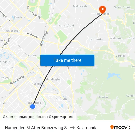 Harpenden St After Bronzewing St to Kalamunda map