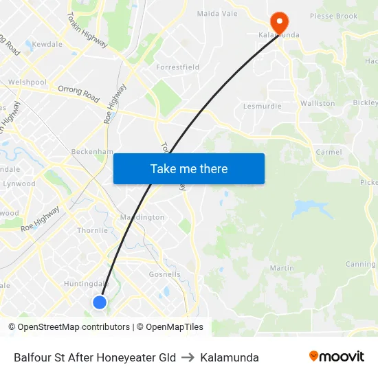 Balfour St After Honeyeater Gld to Kalamunda map