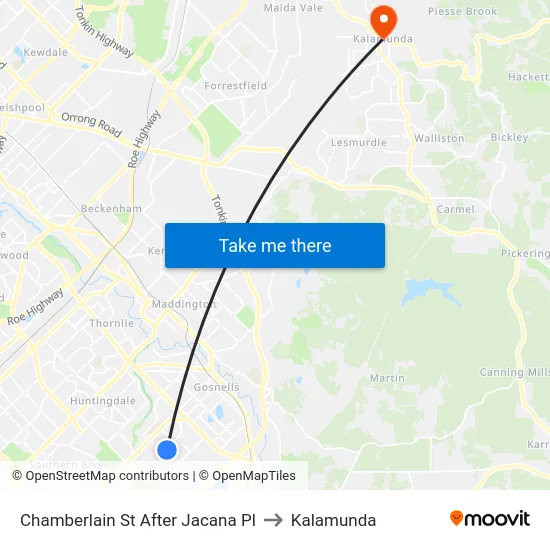Chamberlain St After Jacana Pl to Kalamunda map