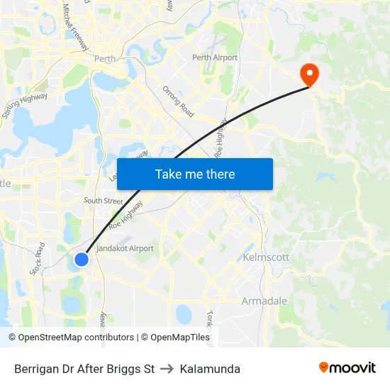 Berrigan Dr After Briggs St to Kalamunda map