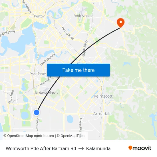 Wentworth Pde After Bartram Rd to Kalamunda map