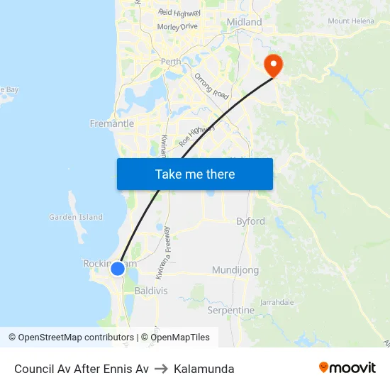 Council Av After Ennis Av to Kalamunda map