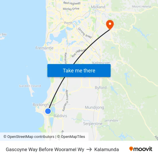 Gascoyne Way Before Wooramel Wy to Kalamunda map
