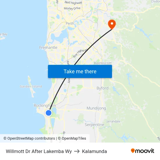 Willmott Dr After Lakemba Wy to Kalamunda map