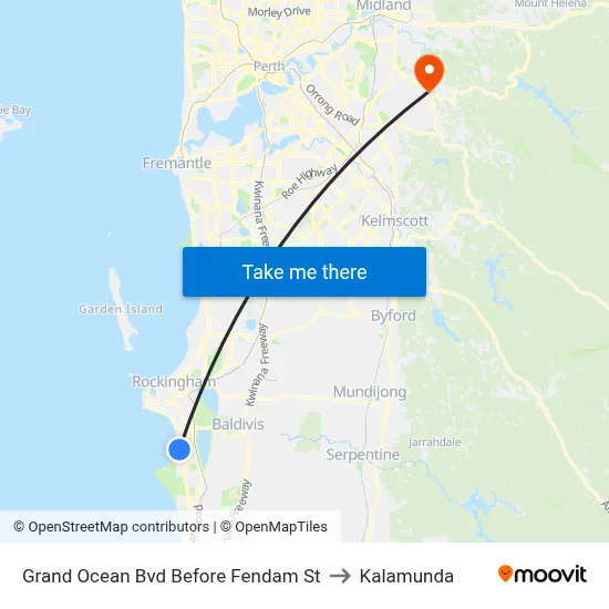Grand Ocean Bvd Before Fendam St to Kalamunda map