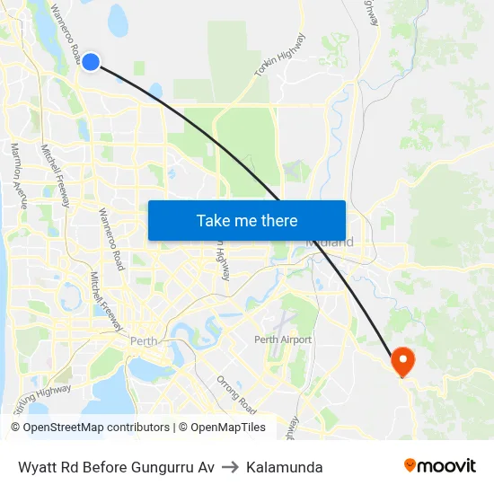 Wyatt Rd Before Gungurru Av to Kalamunda map