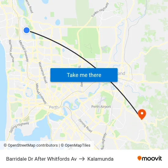 Barridale Dr After Whitfords Av to Kalamunda map