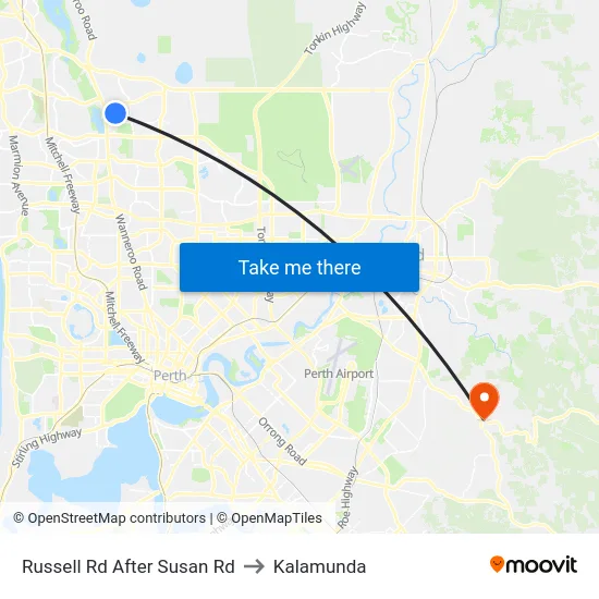 Russell Rd After Susan Rd to Kalamunda map