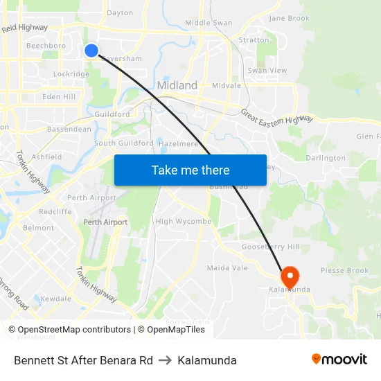 Bennett St After Benara Rd to Kalamunda map
