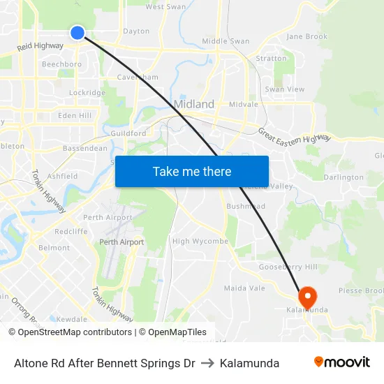 Altone Rd After Bennett Springs Dr to Kalamunda map