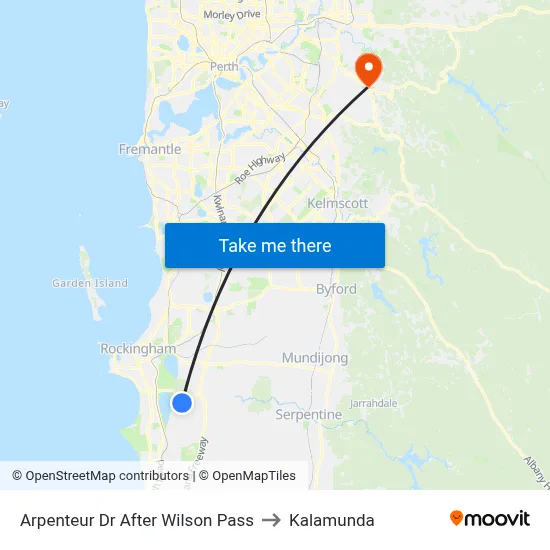 Arpenteur Dr After Wilson Pass to Kalamunda map