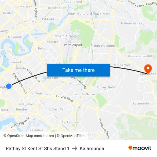 Rathay St Kent St Shs Stand 1 to Kalamunda map