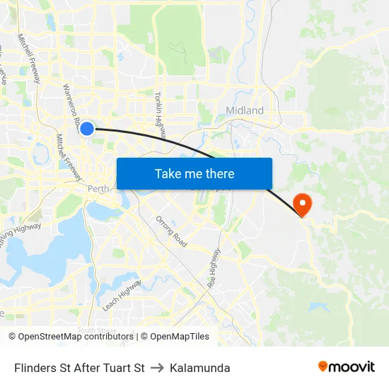 Flinders St After Tuart St to Kalamunda map