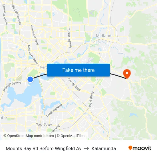 Mounts Bay Rd Before Wingfield Av to Kalamunda map
