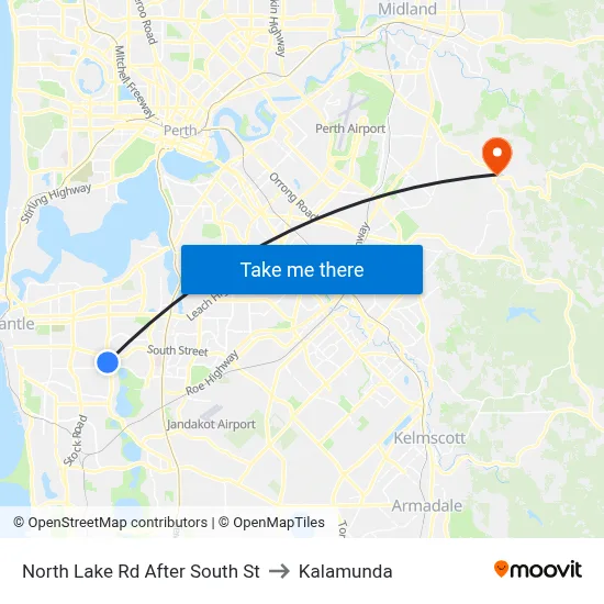 North Lake Rd After South St to Kalamunda map