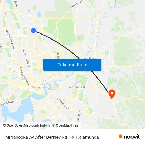 Mirrabooka Av After Berkley Rd to Kalamunda map