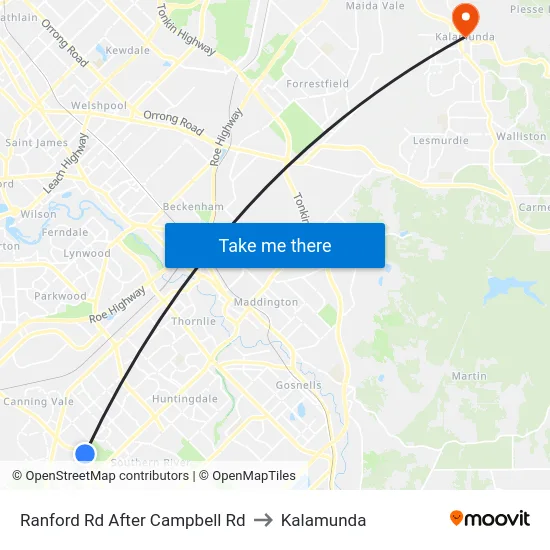 Ranford Rd After Campbell Rd to Kalamunda map