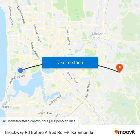 Brockway Rd Before Alfred Rd to Kalamunda map