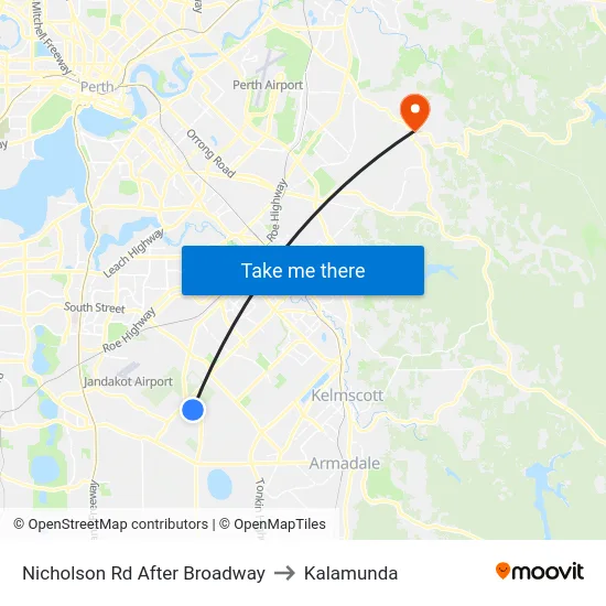 Nicholson Rd After Broadway to Kalamunda map