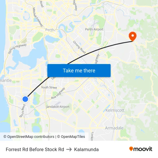Forrest Rd Before Stock Rd to Kalamunda map